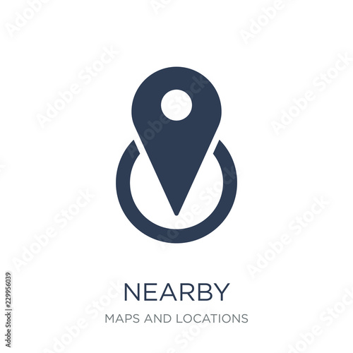 Nearby icon. Trendy flat vector Nearby icon on white background from Maps and Locations collection