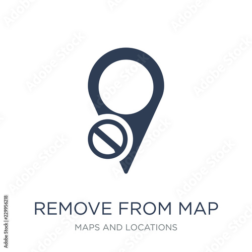 Remove from Map icon. Trendy flat vector Remove from Map icon on white background from Maps and Locations collection photo