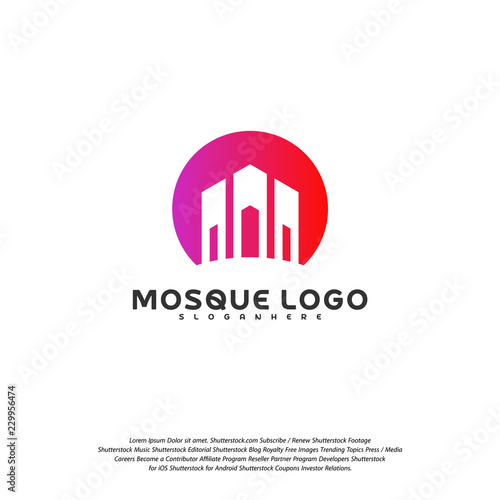 Islamic logo design vector. Mosque logo template. Muslims learn logo templates