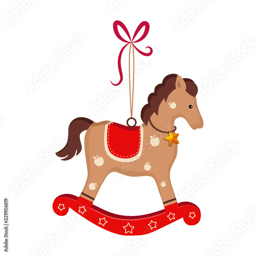 Christmas toy rocking horse greeting card with text