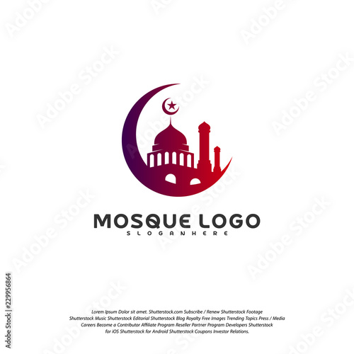 Islamic logo design vector. Mosque logo template. Muslims learn logo templates