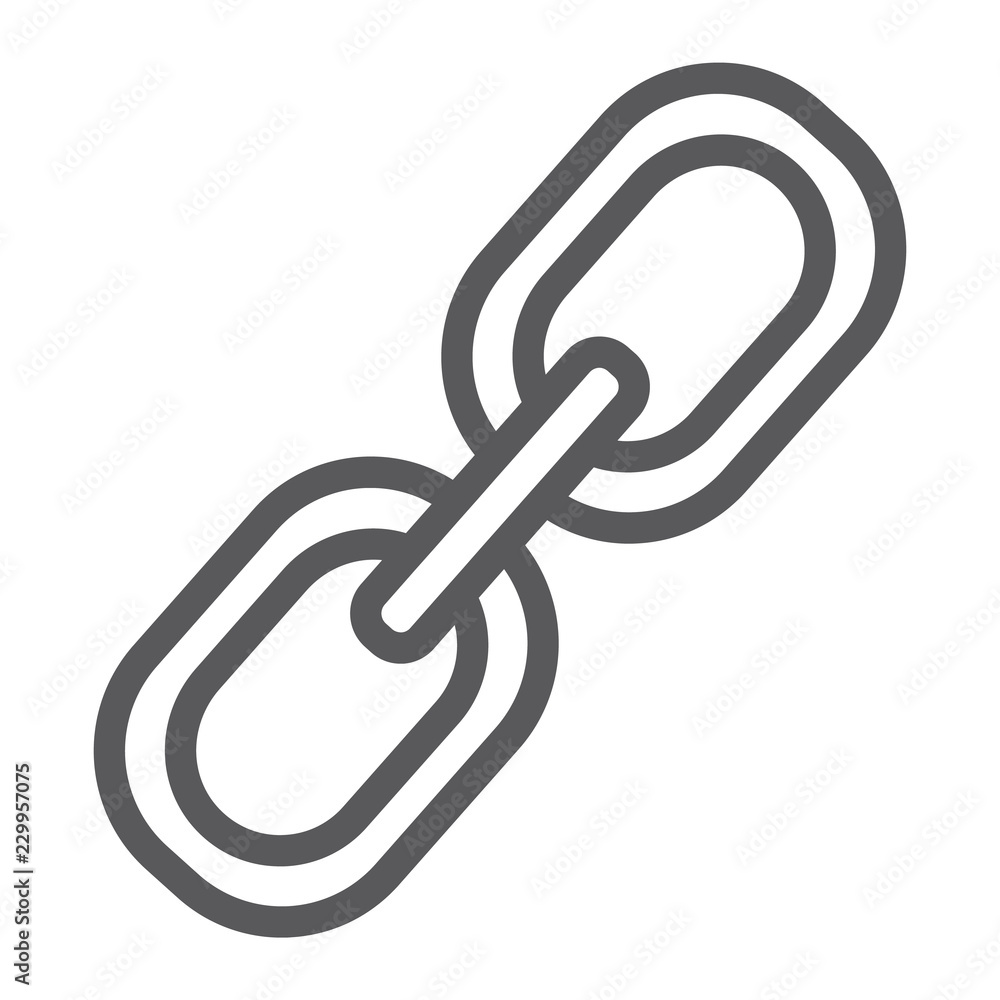 Link line icon, connection and attach, chain sign, vector graphics, a linear pattern on a white background. Link line icon, connection and attach, chain sign, vector graphics, a linear pattern on a white background.