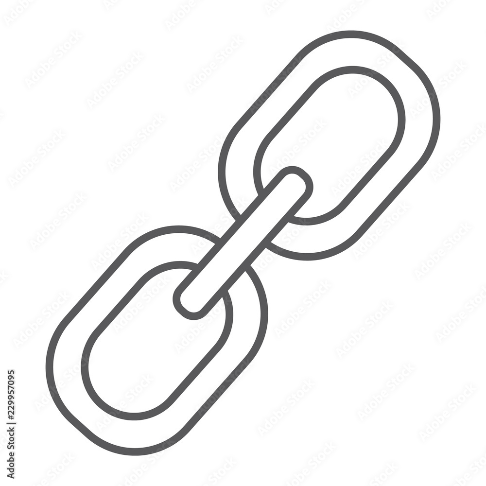Link thin line icon, connection and attach, chain sign, vector graphics, a linear pattern on a white background. Link thin line icon, connection and attach, chain sign, vector graphics, a linear pattern on a white background.