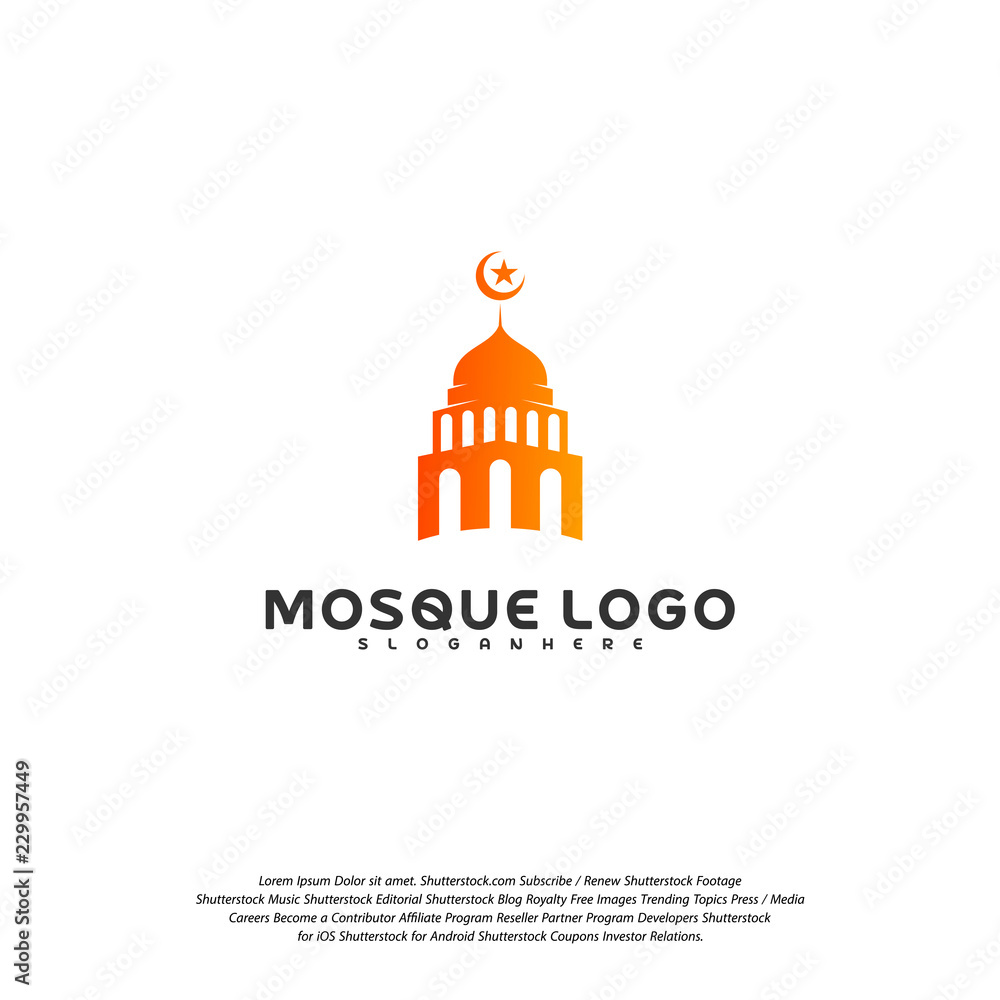 Islamic logo design vector. Mosque logo template. Muslims learn logo templates