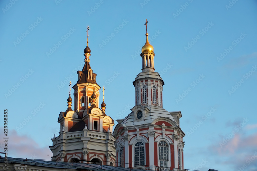 Architectural details of building near Red Square in Moscow.