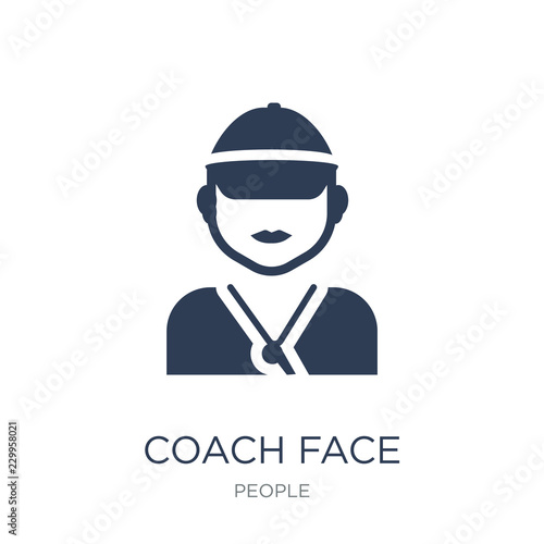 Coach face icon. Trendy flat vector Coach face icon on white background from People collection