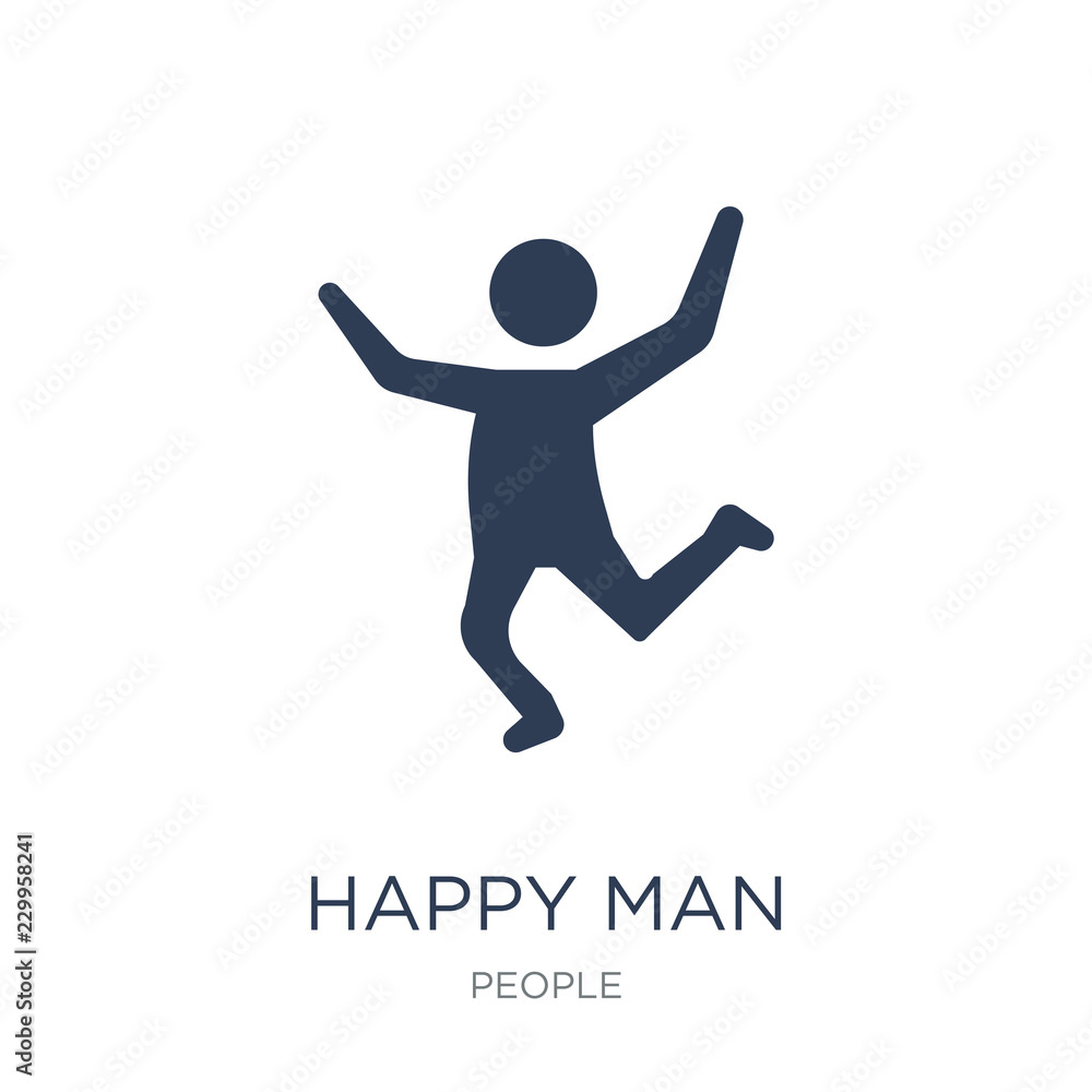 Happy man icon. Trendy flat vector Happy man icon on white background from People collection Happy man icon. Trendy flat vector Happy man icon on white background from People collection