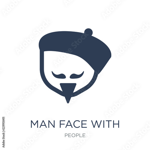 Man face with beret and goatee icon. Trendy flat vector Man face with beret and goatee icon on white background from People collection