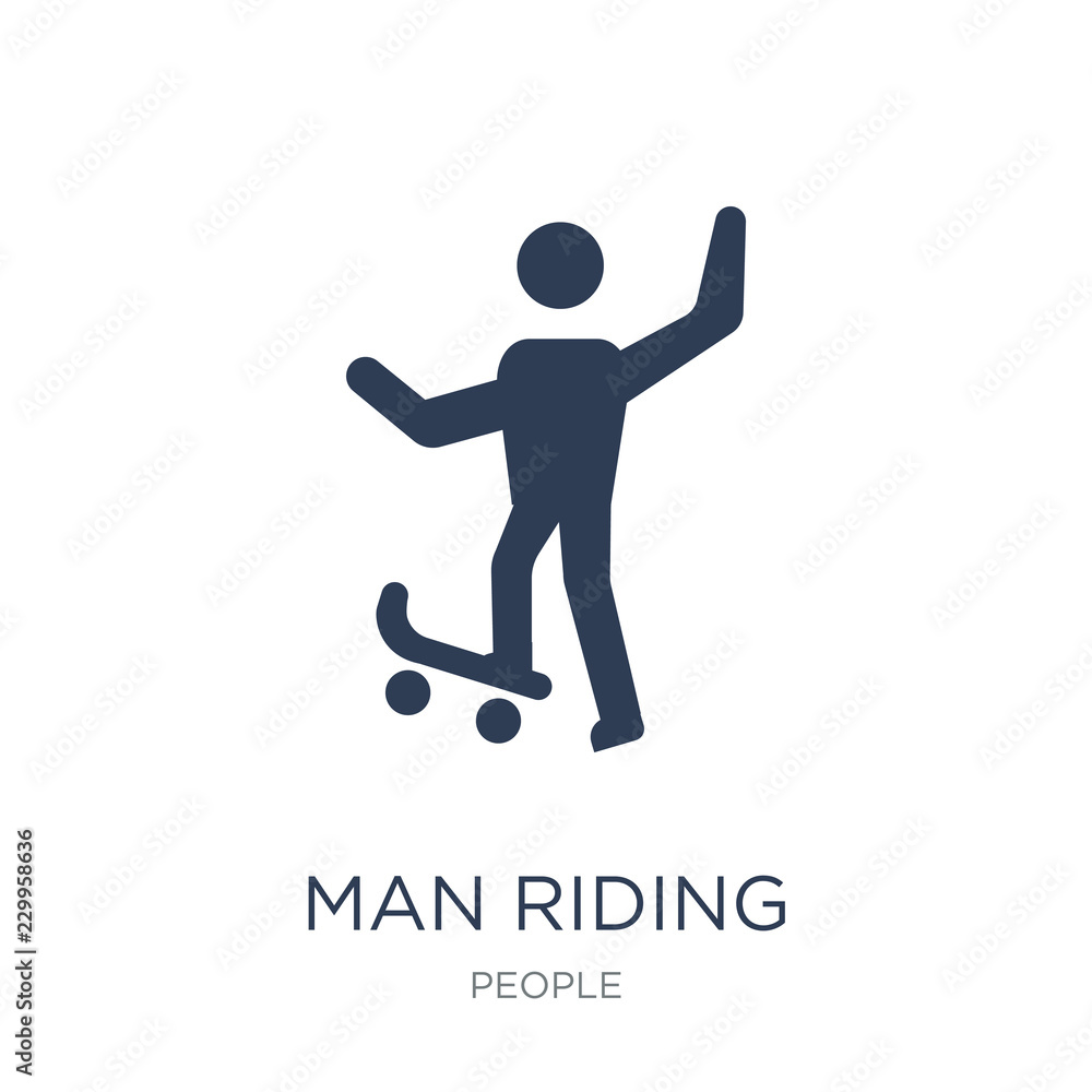 man riding Skateboarding icon. Trendy flat vector man riding Skateboarding icon on white background from People collection man riding Skateboarding icon. Trendy flat vector man riding Skateboarding icon on white background from People collection