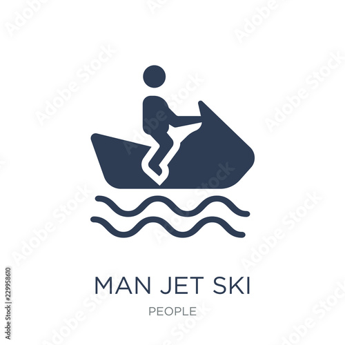 man Jet ski icon. Trendy flat vector man Jet ski icon on white background from People collection