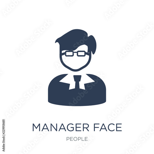 Manager face icon. Trendy flat vector Manager face icon on white background from People collection