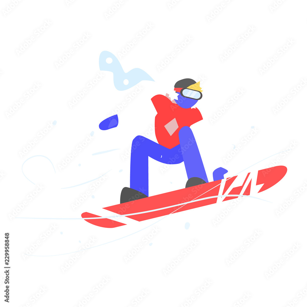 Man Snowboarding. Winter Vector Illustration