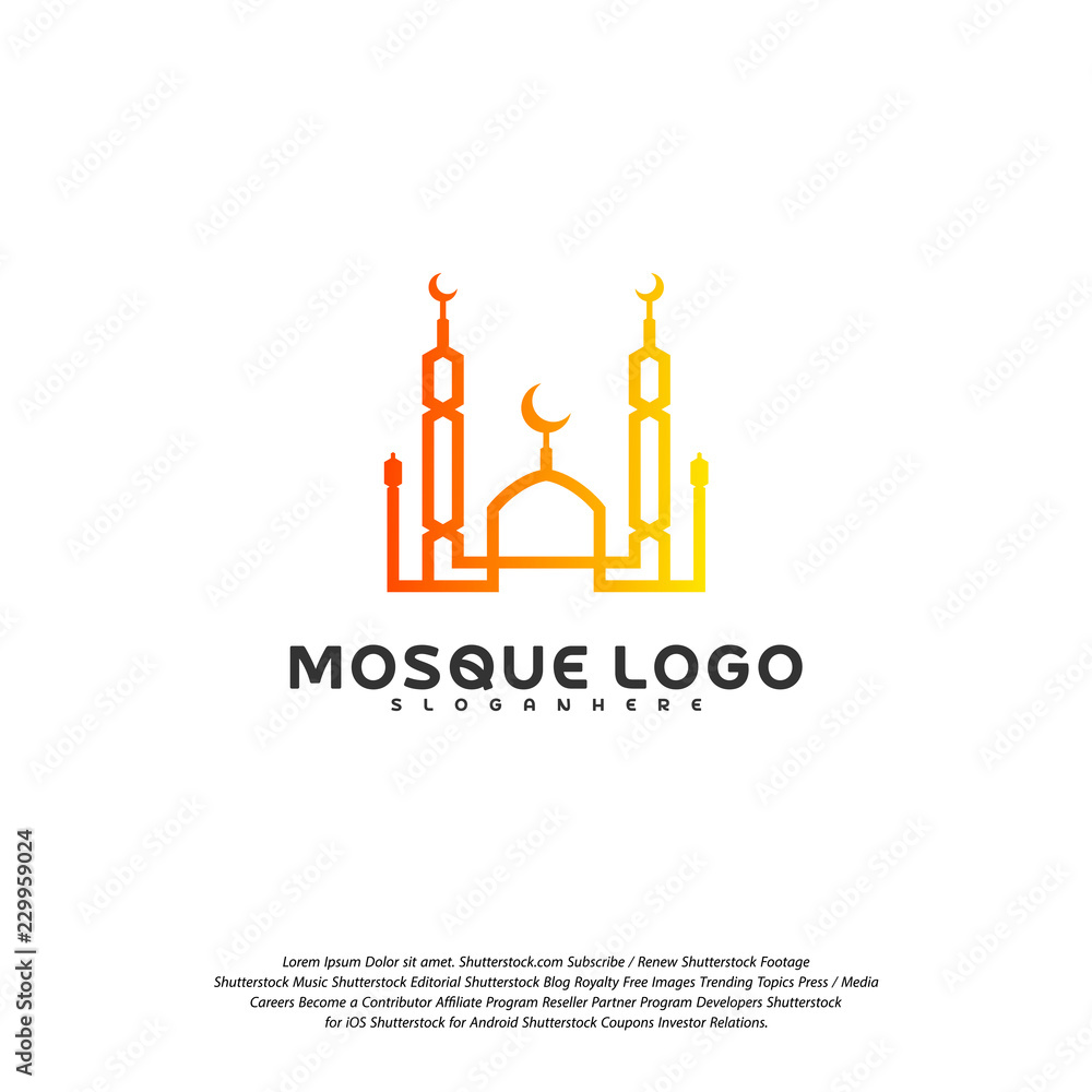 Islamic logo design vector. Mosque logo template. Muslims learn logo templates Islamic logo design vector. Mosque logo template. Muslims learn logo templates
