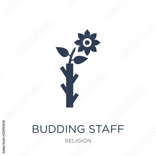 Budding Staff icon. Trendy flat vector Budding Staff icon on white background from Religion collection