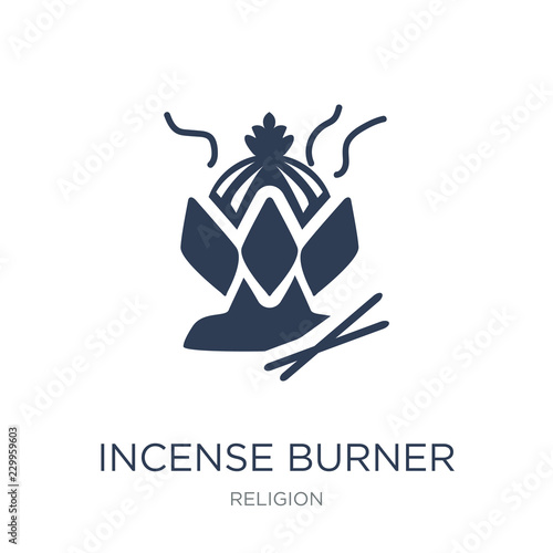 Incense burner icon. Trendy flat vector Incense burner icon on white background from Religion collection