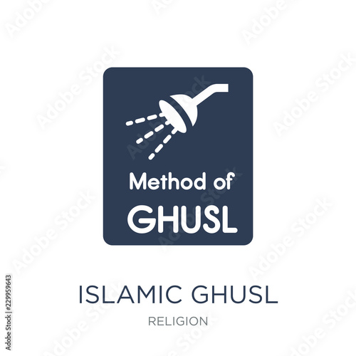 Islamic Ghusl icon. Trendy flat vector Islamic Ghusl icon on white background from Religion collection