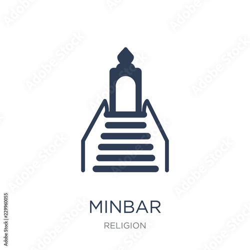 Minbar icon. Trendy flat vector Minbar icon on white background from Religion collection photo