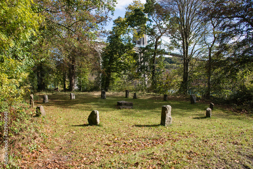 The Menai Bridge Gorsedd Circle. A modern stone circle next to the Menai Straits, North Wales photo