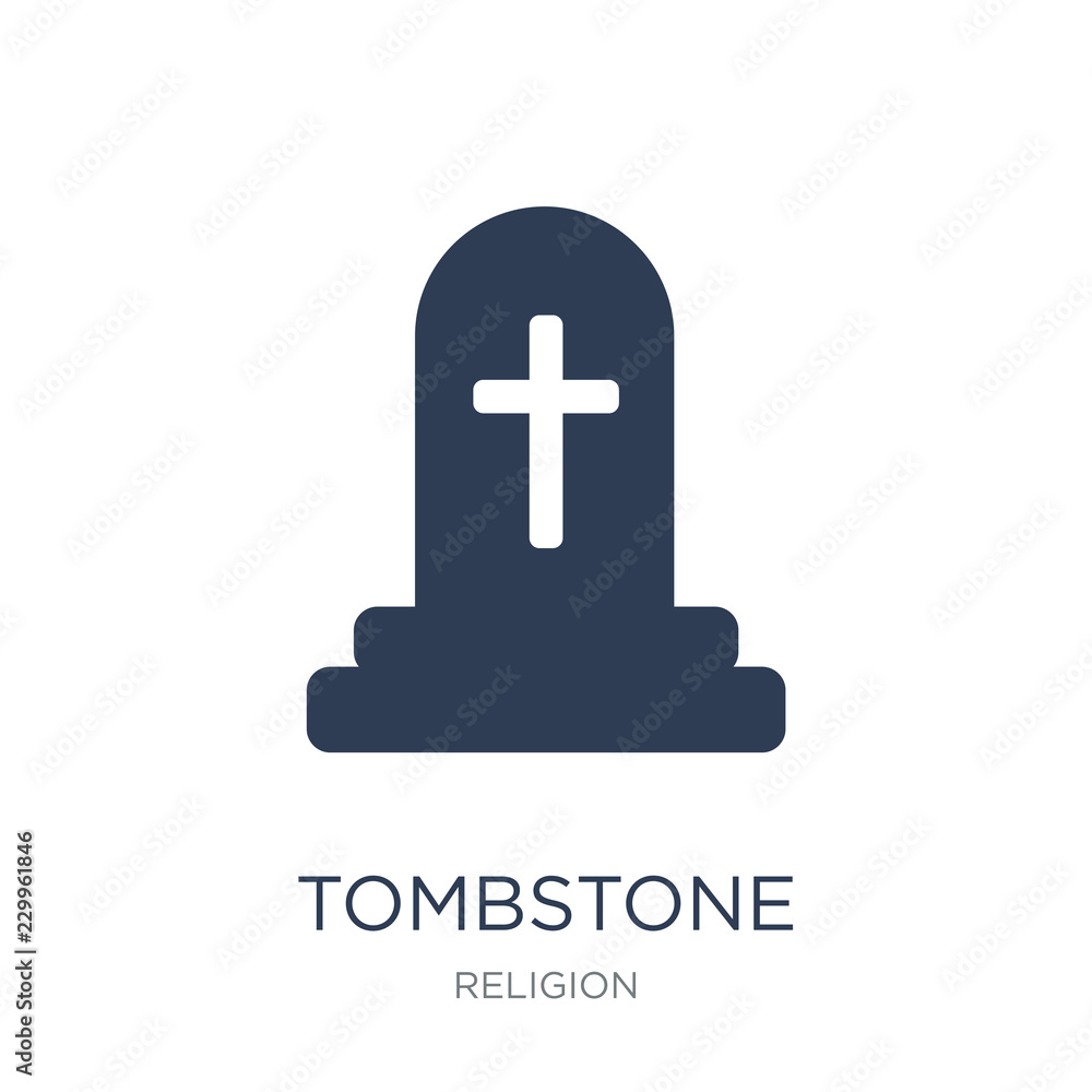 Obraz premium Tombstone icon. Trendy flat vector Tombstone icon on white background from Religion collection