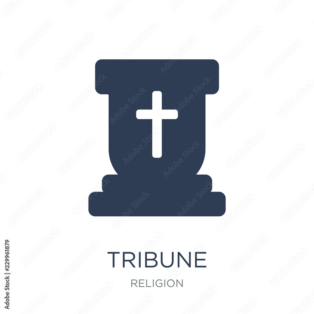 Tribune icon. Trendy flat vector Tribune icon on white background from Religion collection Tribune icon. Trendy flat vector Tribune icon on white background from Religion collection