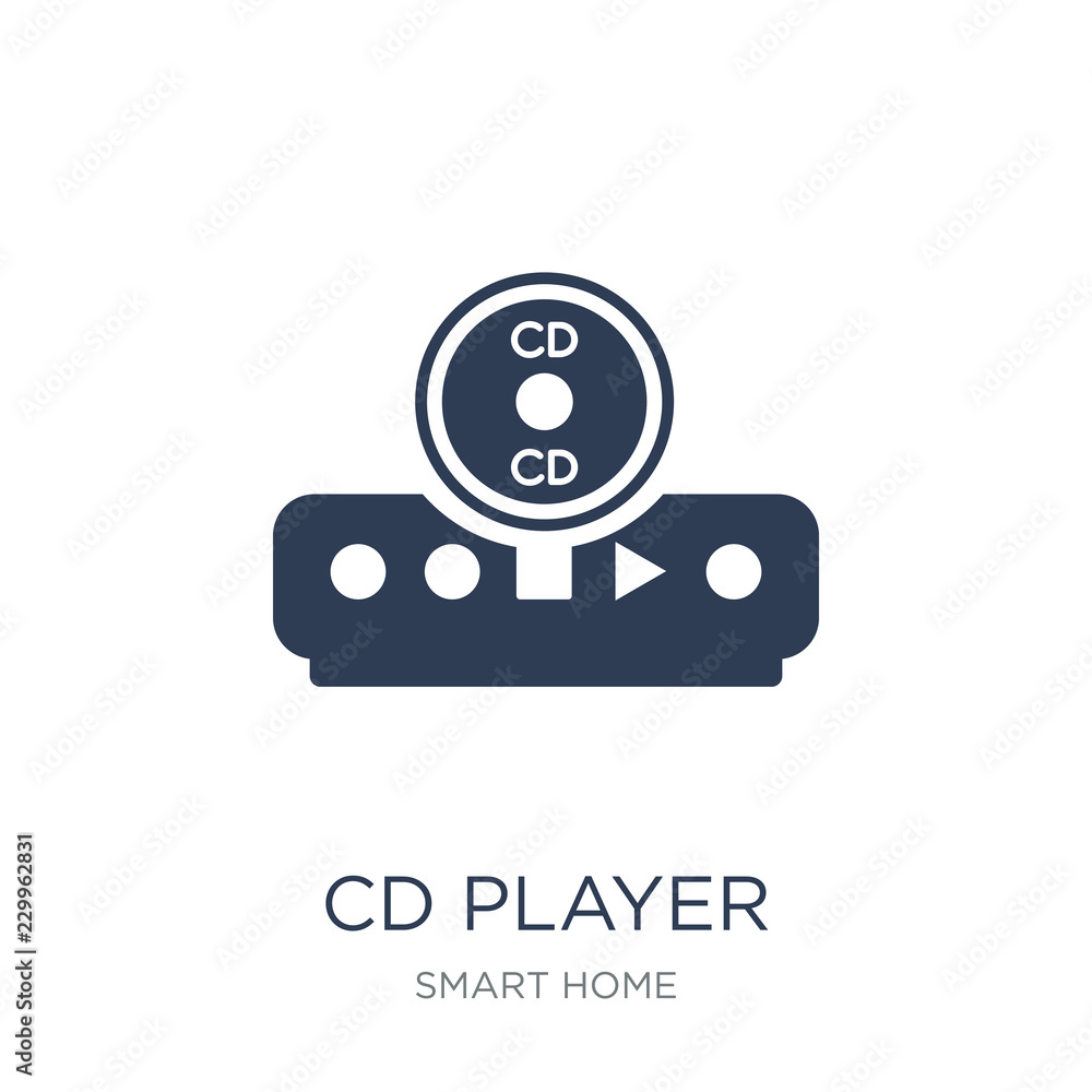 Cd player icon. Trendy flat vector Cd player icon on white background from smart home collection Cd player icon. Trendy flat vector Cd player icon on white background from smart home collection