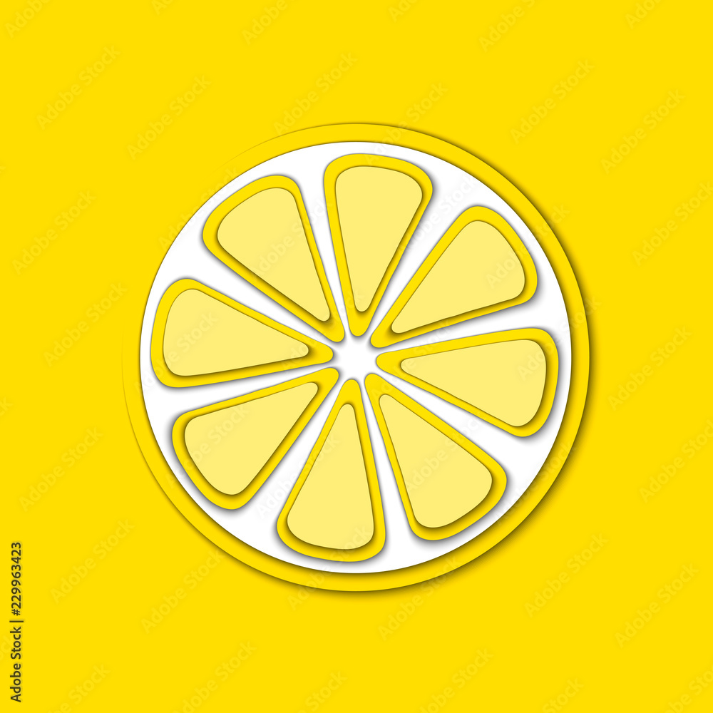 Vector paper cut yellow lemon, cut shapes. 3D abstract paper art style, origami concept design, food packaging, advertising, detox, cosmetics, healthy eating. Vector paper cut yellow lemon, cut shapes. 3D abstract paper art style, origami concept design, food packaging, advertising, detox, cosmetics, healthy eating.