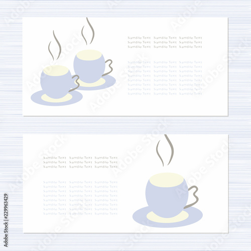 Template. Set. Postcard invitation. Image mugs. Sketch. Abstract