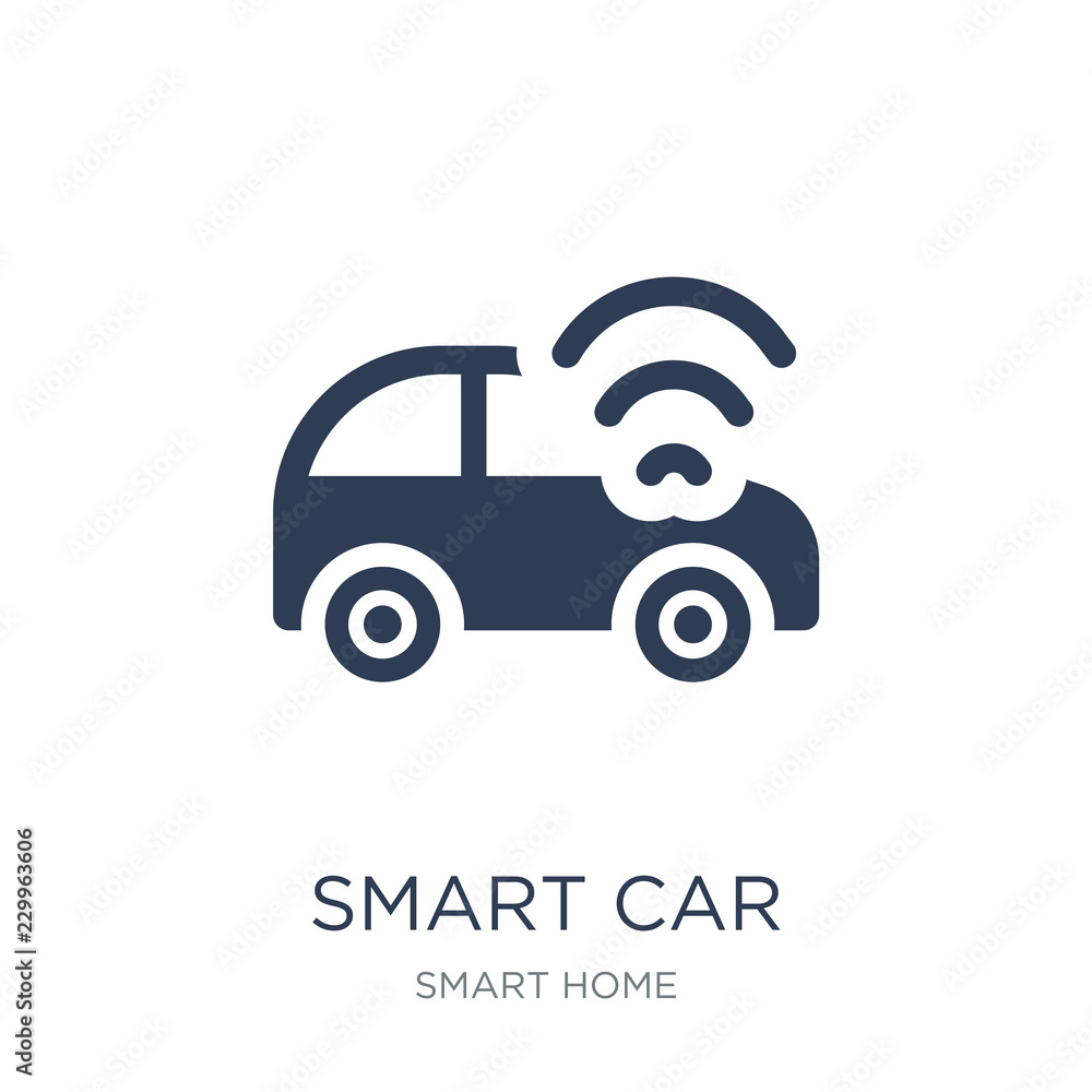 Smart car icon. Trendy flat vector Smart car icon on white background from smart home collection Smart car icon. Trendy flat vector Smart car icon on white background from smart home collection