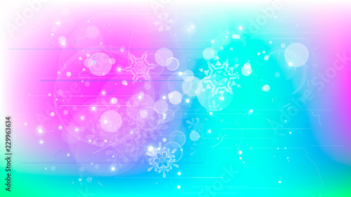 Snowflakes and festive lights - vector background with beautiful snowflakes that merrily shine and shimmer in color space