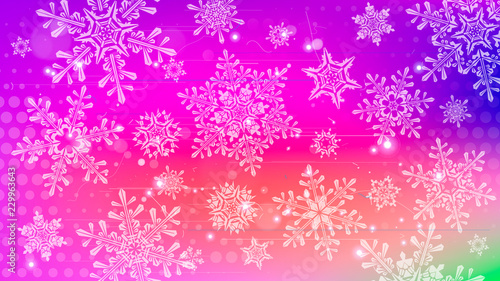 Snowflakes and festive lights - vector background with beautiful snowflakes that merrily shine and shimmer in color space