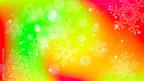 Snowflakes and festive lights - vector background with beautiful snowflakes that merrily shine and shimmer in color space