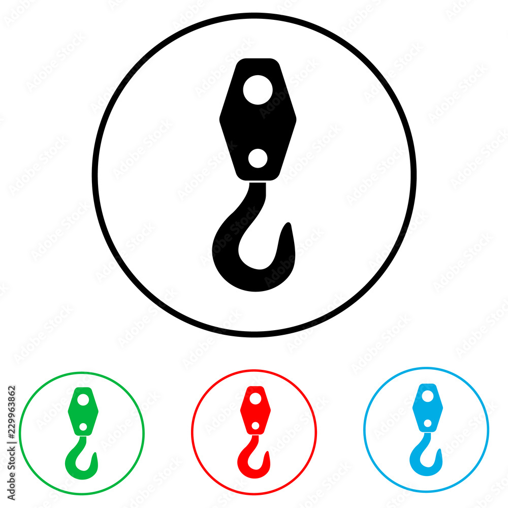 Crane hook iconicon, logo on white background Crane hook iconicon, logo on white background