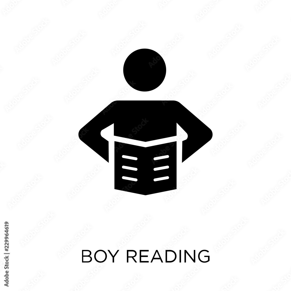 Boy Reading icon. Boy Reading symbol design from Activity and Hobbies collection. Boy Reading icon. Boy Reading symbol design from Activity and Hobbies collection.