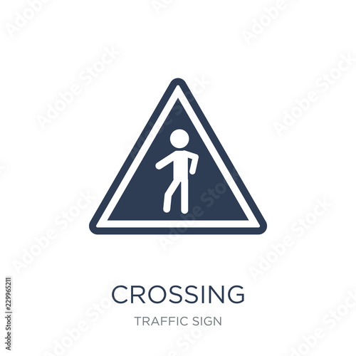 Crossing sign icon. Trendy flat vector Crossing sign icon on white background from traffic sign collection