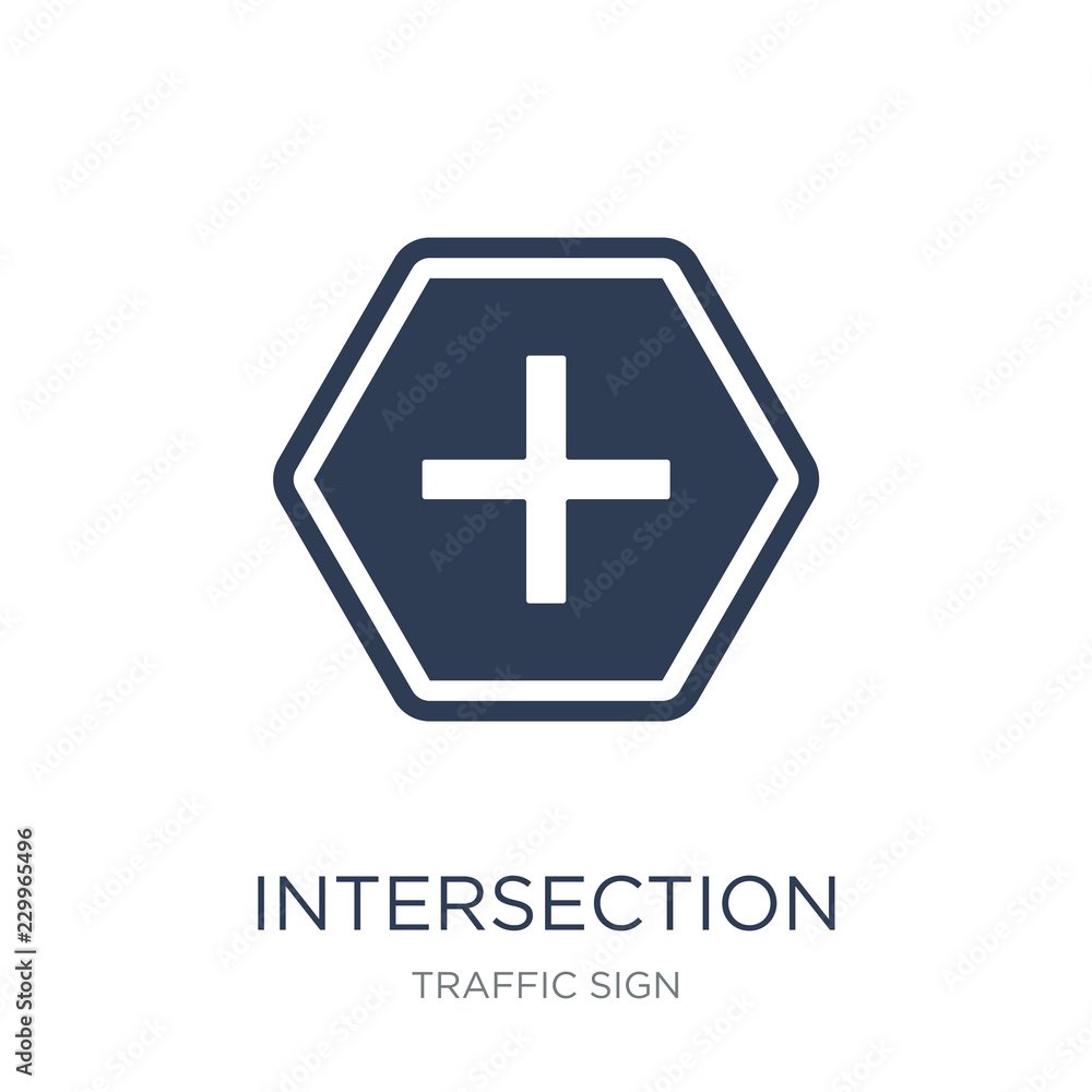 Intersection sign icon. Trendy flat vector Intersection sign icon on white background from traffic sign collection