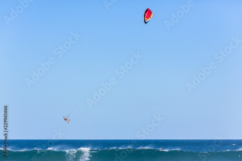 Kite Surfing Surfer Flying Ocean Action