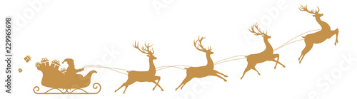 Gold sleigh with Santa and reindeers