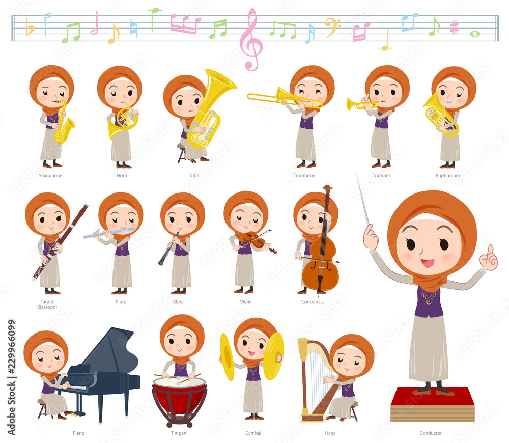 Arab women orange Hijab_classic music Arab women orange Hijab_classic music