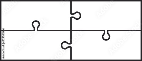 four connected pieces jigsaw puzzles with copy space