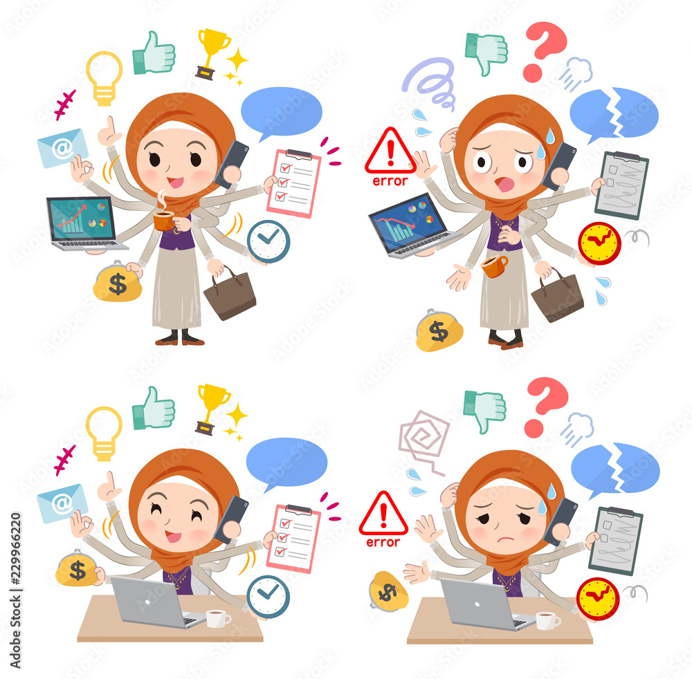 Arab women orange Hijab_mulch task office Arab women orange Hijab_mulch task office