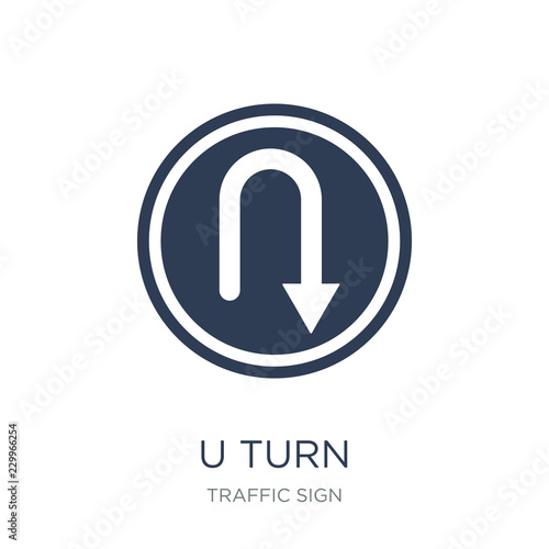 U turn sign icon. Trendy flat vector U turn sign icon on white background from traffic sign collection