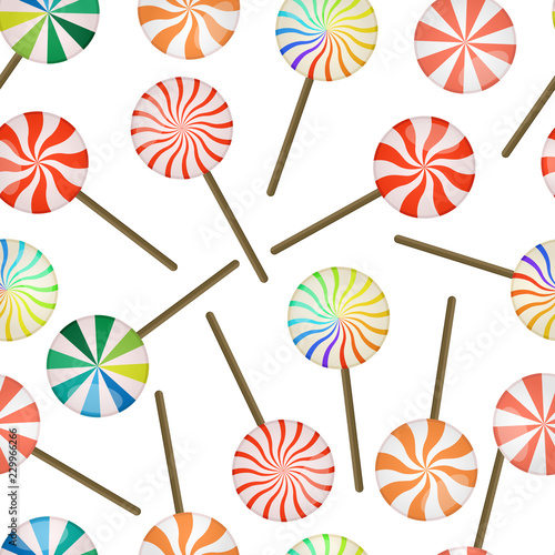 Vector seamless pattern of sweet lollipops - Christmas