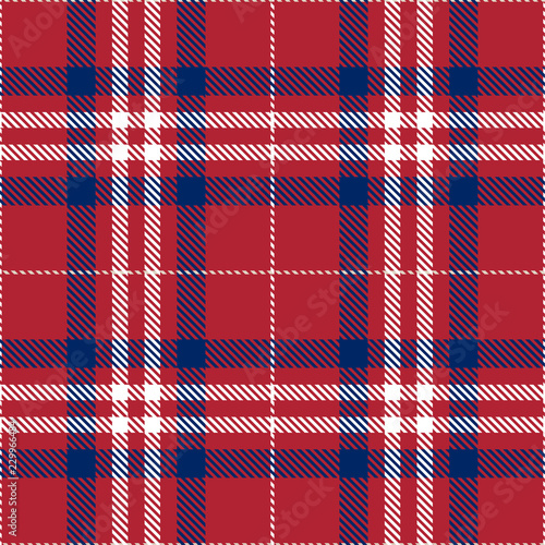 Patriotic Tartan  of White , Blue, Red Seamless Patterns