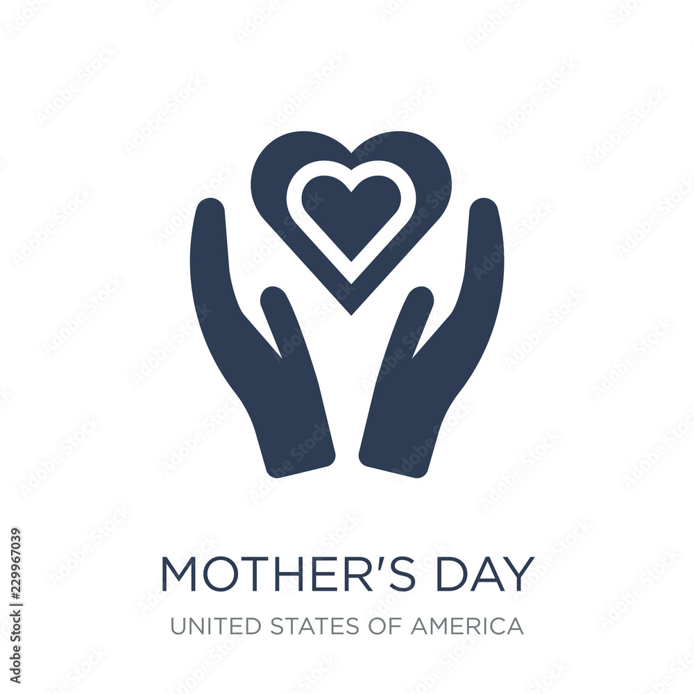 Mother's day icon. Trendy flat vector Mother's day icon on white background from United States of America collection Mother's day icon. Trendy flat vector Mother's day icon on white background from United States of America collection