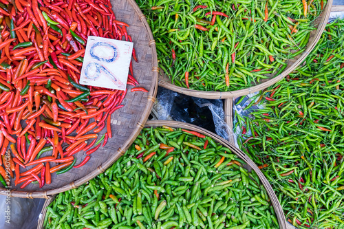 Peppers at an outdoor market photo