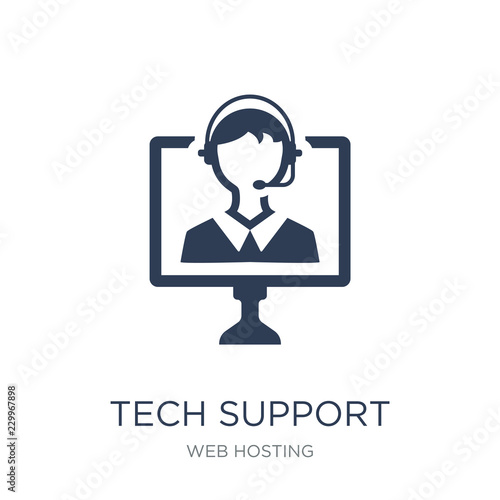 Tech support icon. Trendy flat vector Tech support icon on white background from web hosting collection