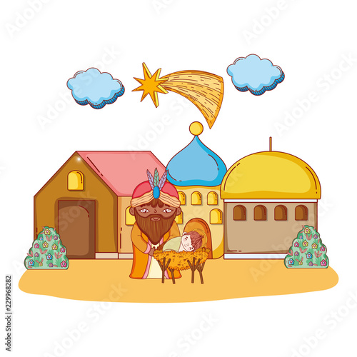 Christmas nativity scene cartoon