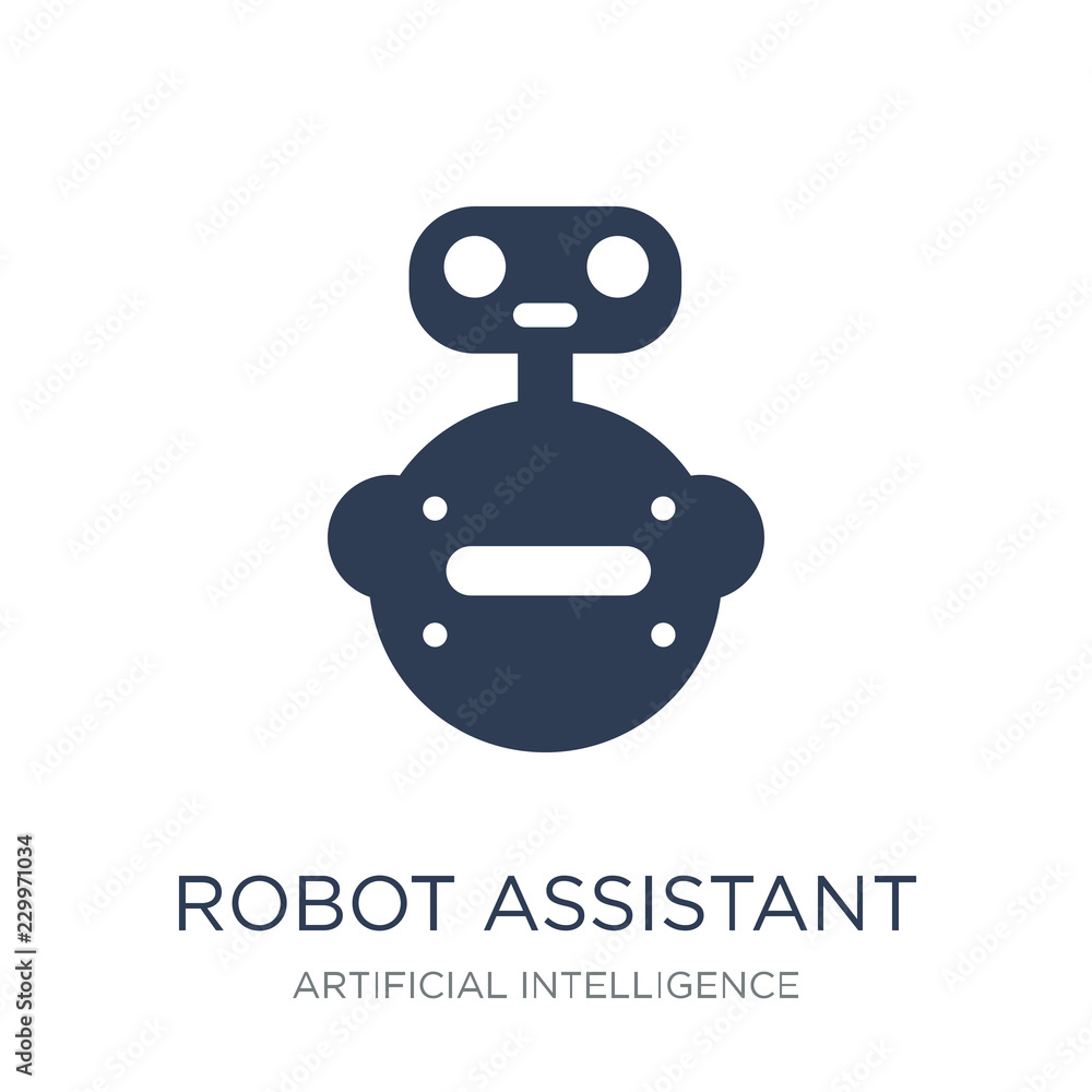 Robot assistant icon. Trendy flat vector Robot assistant icon on Robot assistant icon. Trendy flat vector Robot assistant icon on