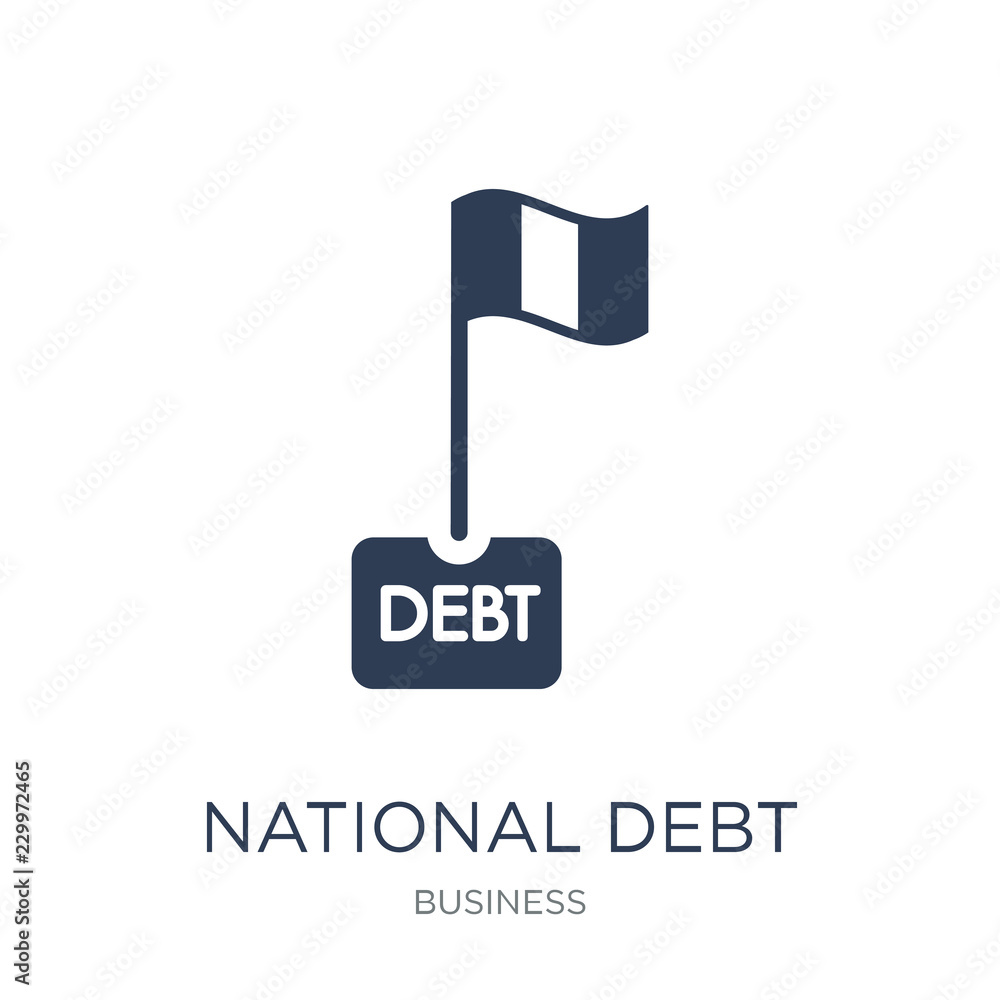 National debt icon. Trendy flat vector National debt icon on white background from Business collection National debt icon. Trendy flat vector National debt icon on white background from Business collection