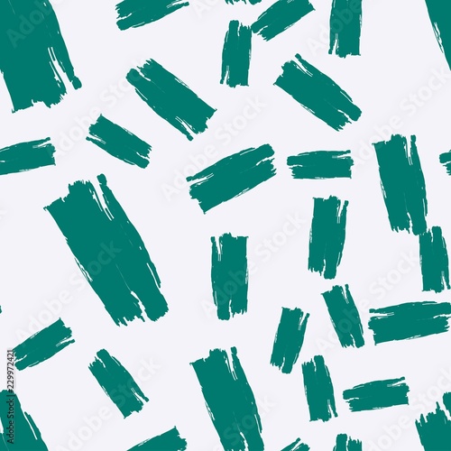 Seamless Watercolor Painting With Green Brushstrokes on white background